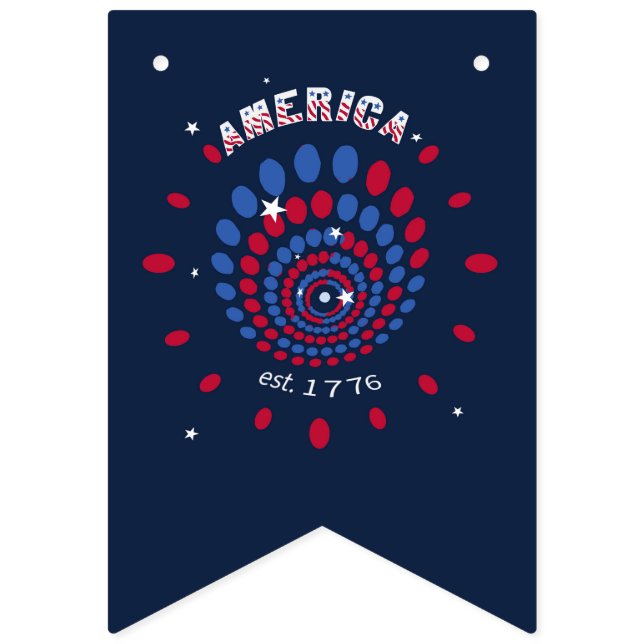 Amerika 1776 Eldshowsspiral Patriotisk Vimplar (Femte flaggan)