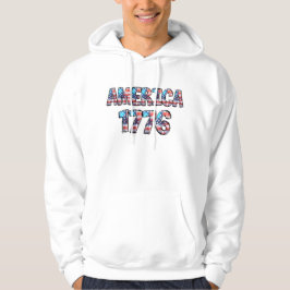Amerika 1776 Flagga och Fireworks Hoodie