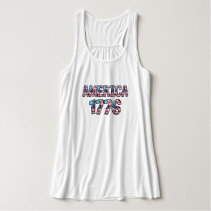 Amerika 1776 Flagga och Fireworks Women's Linne Med Racerback