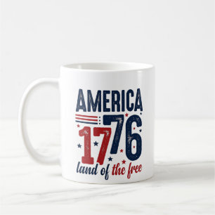 Amerika 1776 Land of the Free Vintage Patriotisk S Kaffemugg