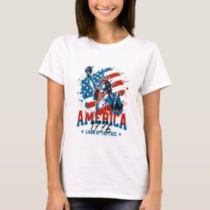 Amerika 1776 Liberty Nedsliten Grafik T Shirt