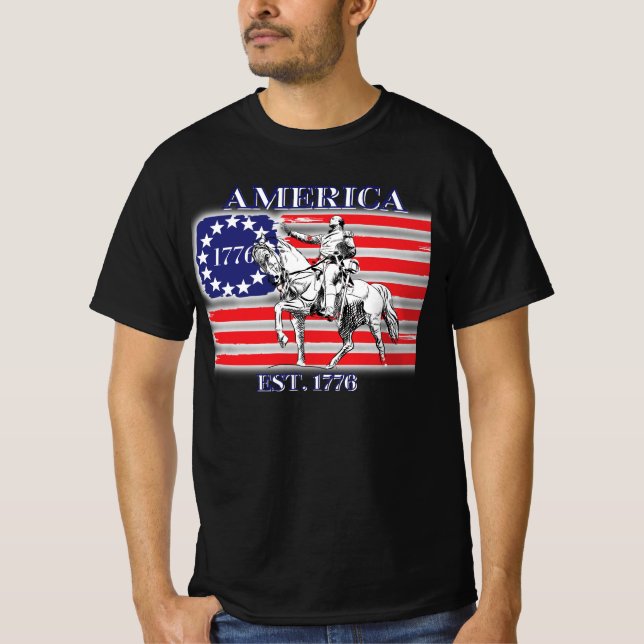 Amerika 1776 med George Washington T-Shirt (Framsida)