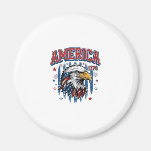 Amerika 1776 Vintage Örn Patriotisk T-Shirt Design Magnet
