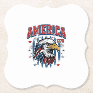 Amerika 1776 Vintage Örn Patriotisk T-Shirt Design Underlägg Papper