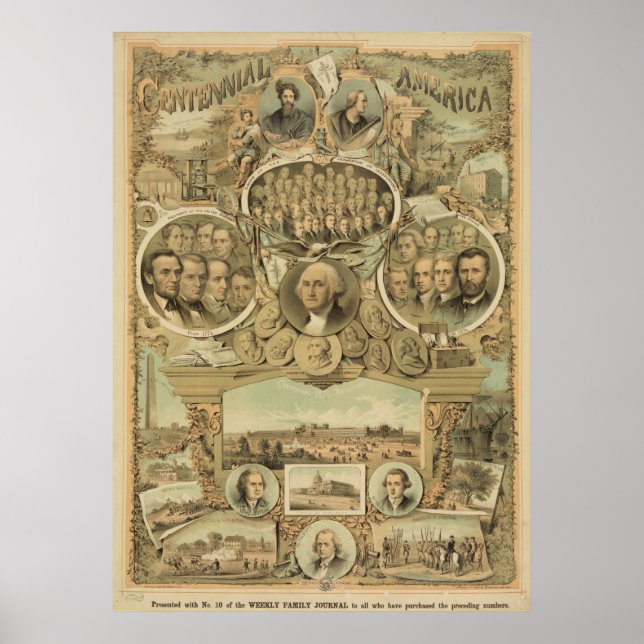 Amerika 1876 - årtusende Förenta Stater Självständ Poster (Framsidan)