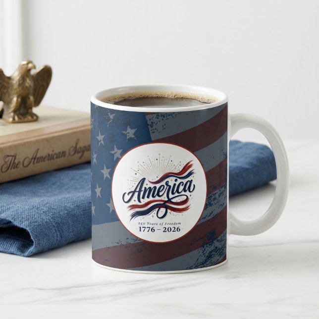 Amerika 250 År 4:e Juli Självständighetsdagen Kaffemugg (Skapare uppladdad)
