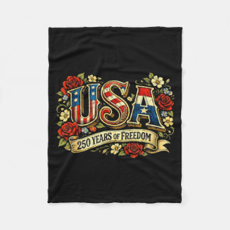 Amerika 250 år av frihet blommande ros patriotisk fleecefilt