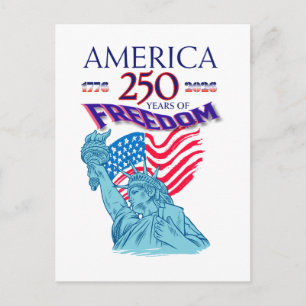 AMERIKA 250 ÅR AV FRIHET FRÄLSNINGENS STATY MEDDELANDE VYKORT