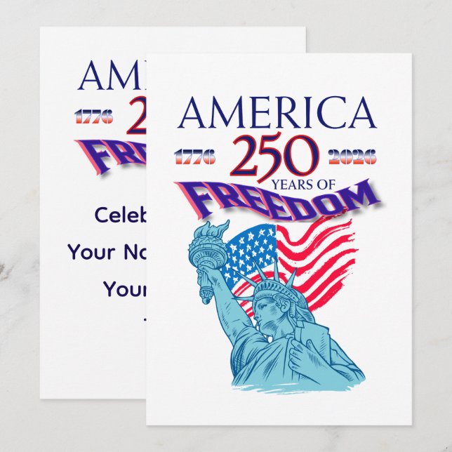 AMERIKA 250 ÅR AV FRIHET INBJUDNINGAR (Fram/baksida)