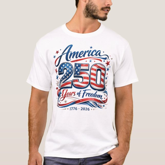 Amerika 250 år av frihet patriotisk t-shirt (Framsida)