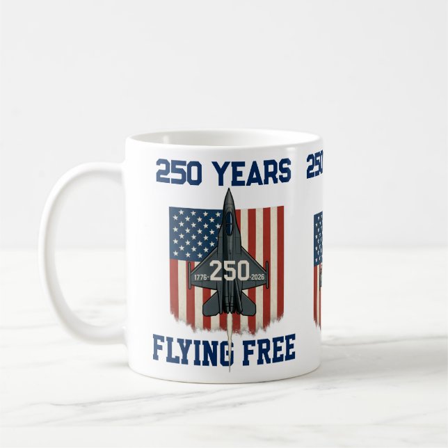Amerika 250 år flygande fritt Jet - 1776-2026 Kaffemugg (Vänster)