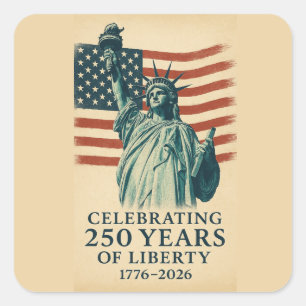 Amerika 250 år frihet patriotisk firande fyrkantigt klistermärke