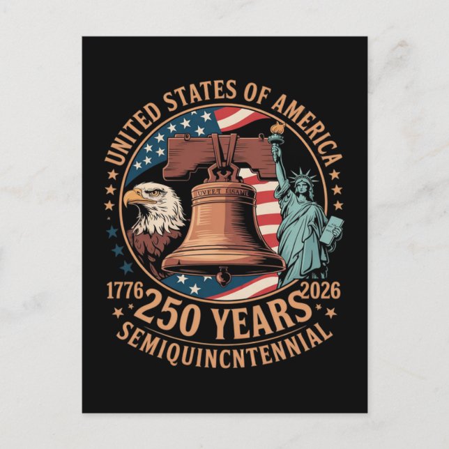 Amerika 250 år inbjudan vykort (Framsida)