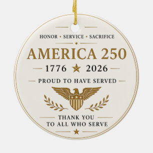 Amerika 250 År Patriot Veteran 1776 - 2026 Julgransprydnad Keramik