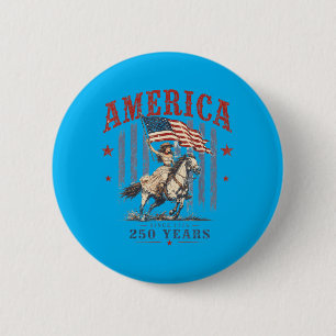 Amerika 250 år patriotisk cowgirl 4 juli för knapp