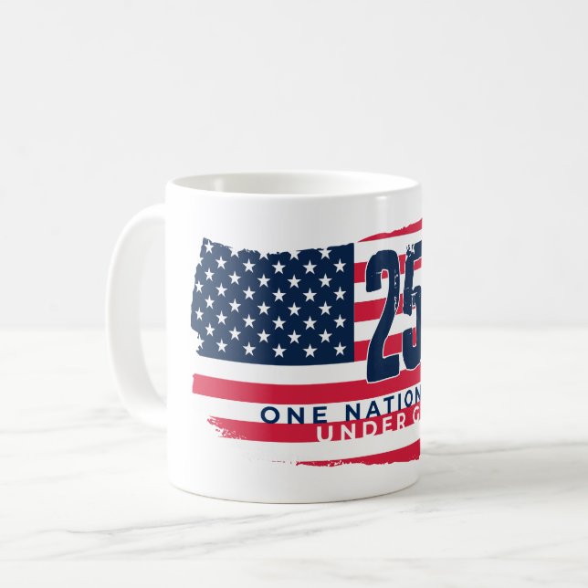 Amerika 250 År Retro Flagga 250-årsjubileum Kaffemugg (Framsida vänster)
