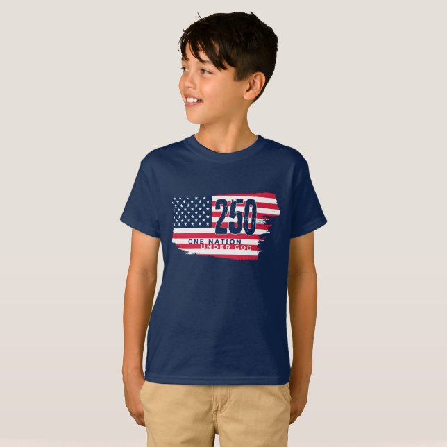 Amerika 250 År Retro Flagga 250-årsjubileum T Shirt (Hel framsida)