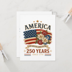 Amerika 250 år sedan 1776 patriotisk blomflagga inbjudningar