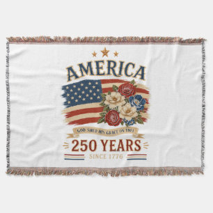 Amerika 250 år sedan 1776 patriotisk blomsterflagg filt