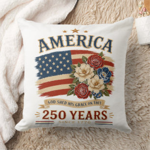 Amerika 250 år sedan 1776 patriotisk blomsterflagg kudde