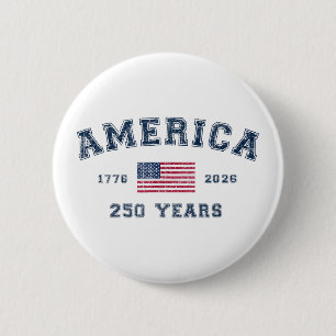 Amerika 250 år USA United States Flagga 4 juli  Knapp