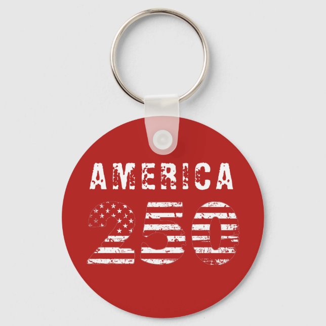 Amerika 250-årsjubileum Grunge-text Röd Nyckelring (Framsida)