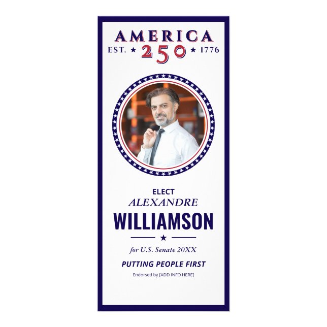 Amerika: 250 Demokratiska politiska utfall Kampanj Reklamkort (Framsidan)