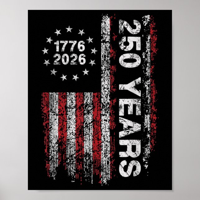 Amerika, 250:e födelsedagen, USA, Flagga 250 år Poster (Framsidan)