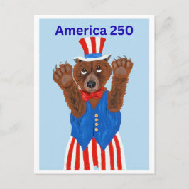 Amerika 250 Farbror Sam Björn Inbjudan Vykort