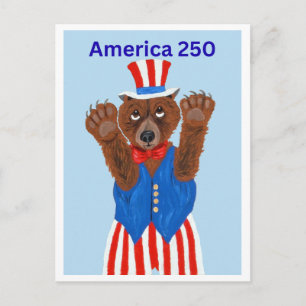 Amerika 250 Farbror Sam Björn Inbjudan Vykort