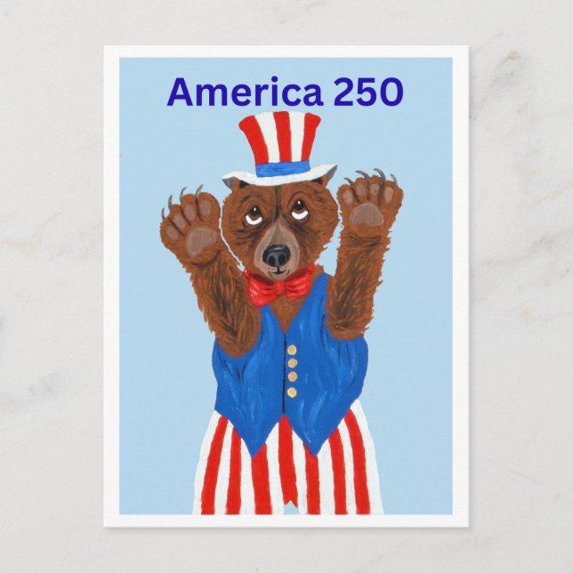 Amerika 250 Farbror Sam Björn Inbjudan Vykort (Framsida)