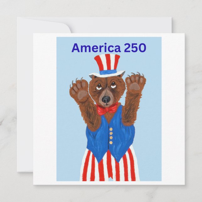 Amerika 250 Farbror Sam Björn Inbjudningar (Framsida)