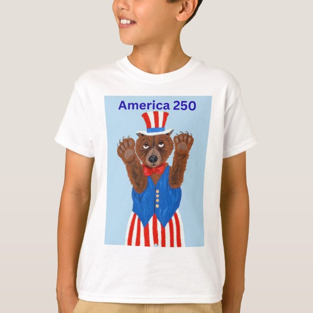  Amerika 250 Farbror Sam Björn  T Shirt (Framsida)