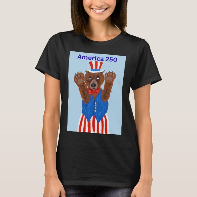  Amerika 250 Farbror Sam Björn  T Shirt (Framsida)