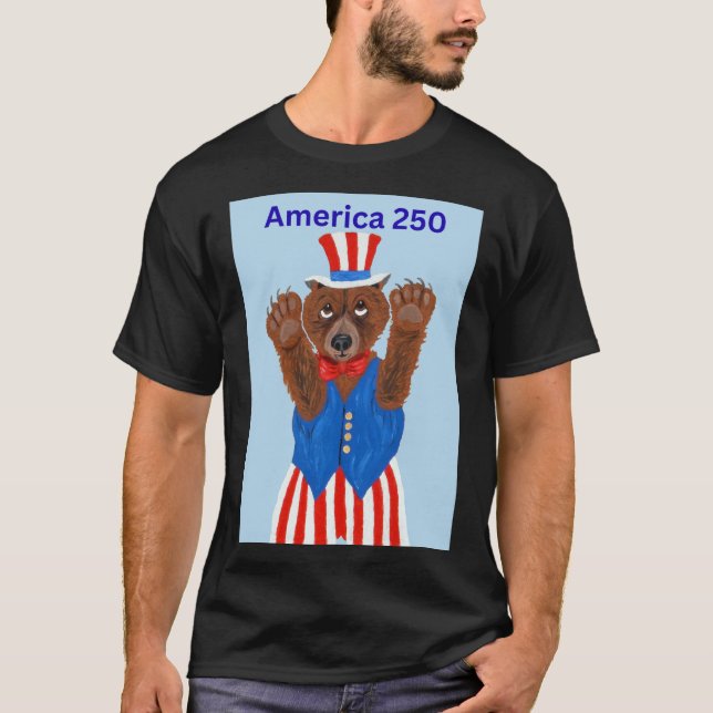 Amerika 250 Farbror Sam Björn T Shirt (Framsida)