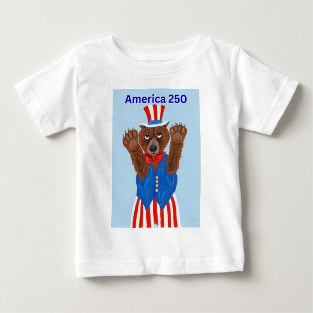 Amerika 250 Farbror Sam Björn T Shirt (Framsida)