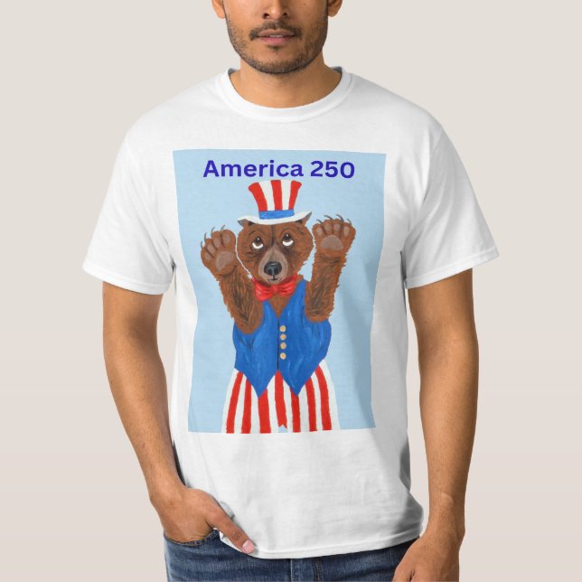 Amerika 250 Farbror Sam Björn T Shirt (Framsida)