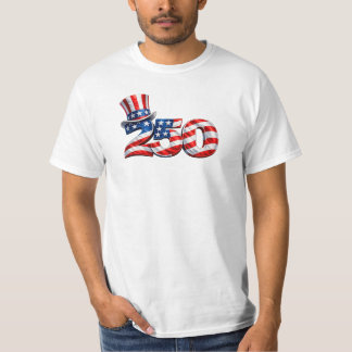 Amerika 250 Farbror Sam-hatt Patriotisk T-shirt