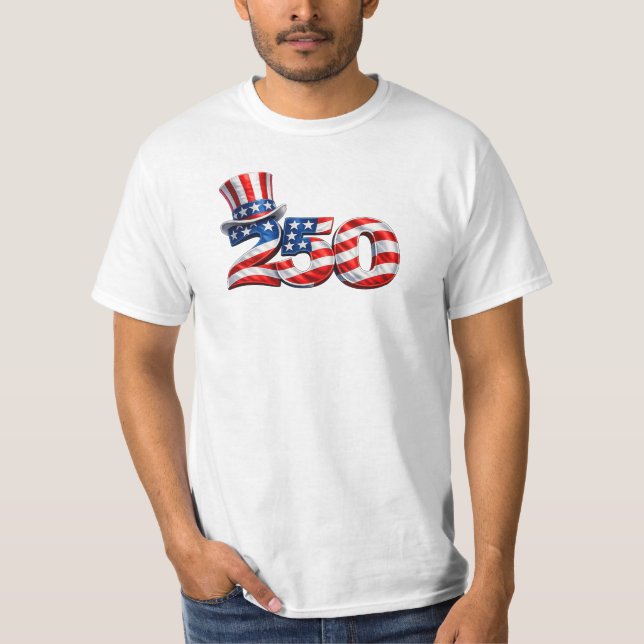 Amerika 250 Farbror Sam-hatt Patriotisk T-shirt (Framsida)
