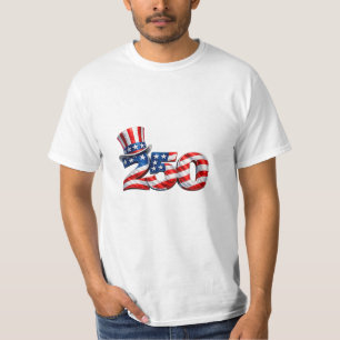 Amerika 250 Farbror Sam-hatt Patriotisk T Shirt