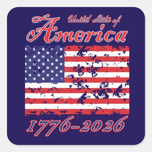 Amerika 250 fyrkantigt klistermärke (Framsida)