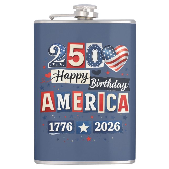 Amerika 250 Glad födelsedag | 4 juli 2026 Fickplunta (Framsidan)