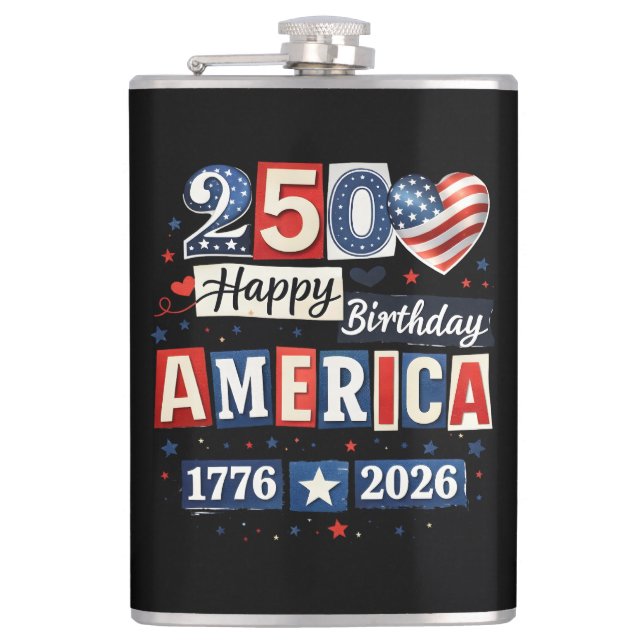 Amerika 250 Glad födelsedag | 4 juli 2026 Fickplunta (Framsidan)