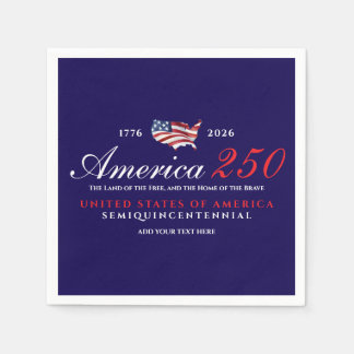 Amerika 250 Land av Fri Hem Modig Patriotisk Blå Pappersservett