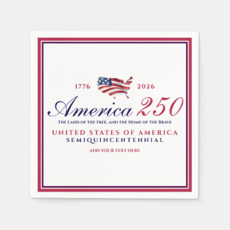 Amerika 250 Land av Fri Hem Modig Röd Patriotisk Pappersservett