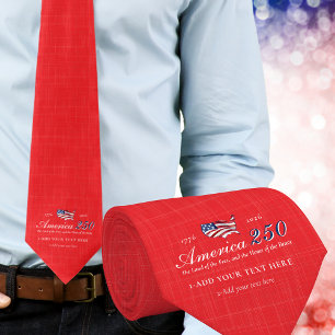 Amerika 250 Land Fritt Hem Modigt Patriotiskt Rött Slips