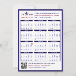Amerika 250 Patriotic Blue 2026 Calendar Keepsak