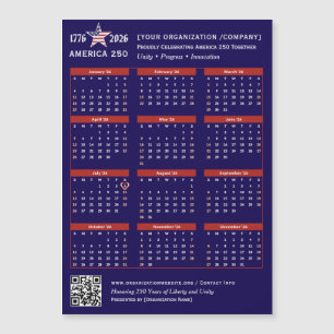 Amerika 250 Patriotic Blue 2026 Calendar Keepsak