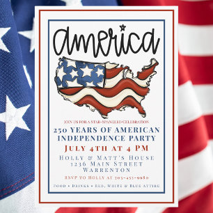 Amerika 250 Patriotiska Partiet / Rött Vitt och Bl Inbjudningar