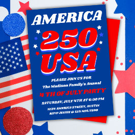 Amerika 250 Patriotiskt Partiinbjudan Inbjudningar